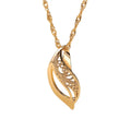 Women's Champagne Gold leaf pattern hollow-out necklace on copper base