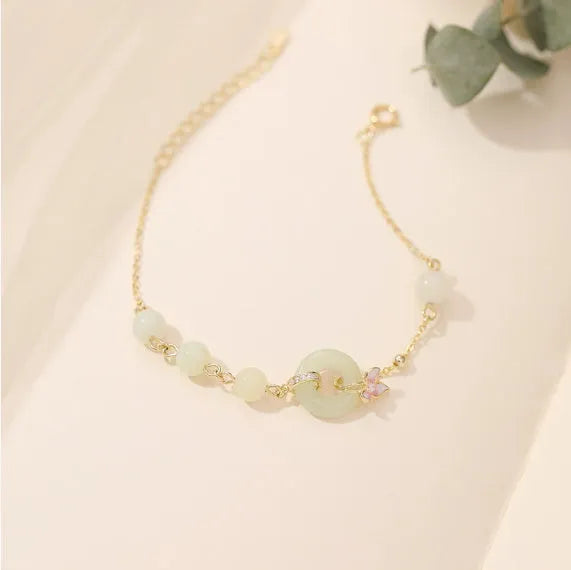 925 silver orchid necklace with safe buckle and floral geometric pendant on O-ring chain