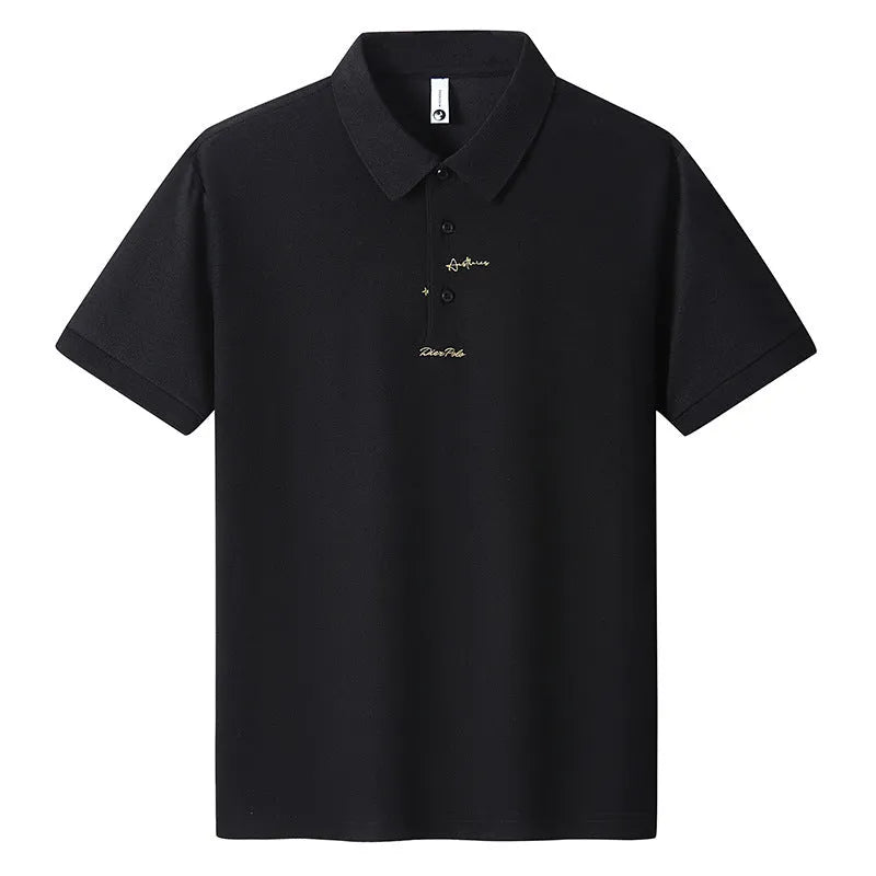 Men's loose fit casual cotton T-shirt with a printed letter design, shown in various colours.