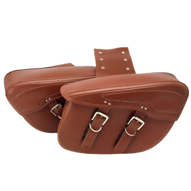 Retro wind motorcycle saddle bag in PU leather measuring 42x15x30 cm in black colour