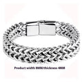 Silver geometric stainless steel hip hop bracelet showing front and back design details
