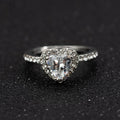 Heart-shaped crystal women's wedding ring with rose gold or silvery electroplated finish