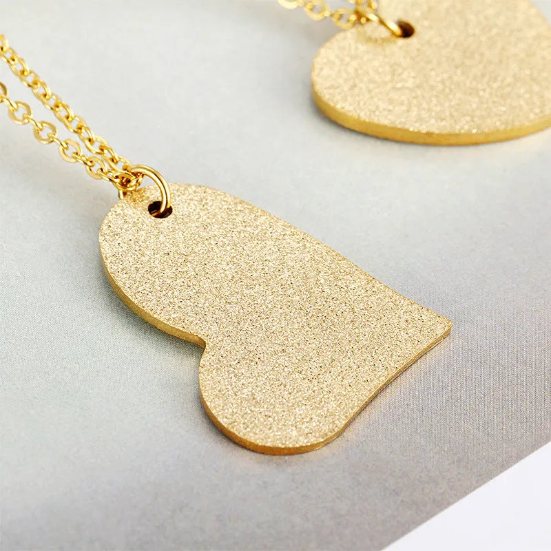Geometric heart-shaped titanium steel pendant necklace for women in colour KN25736-Z