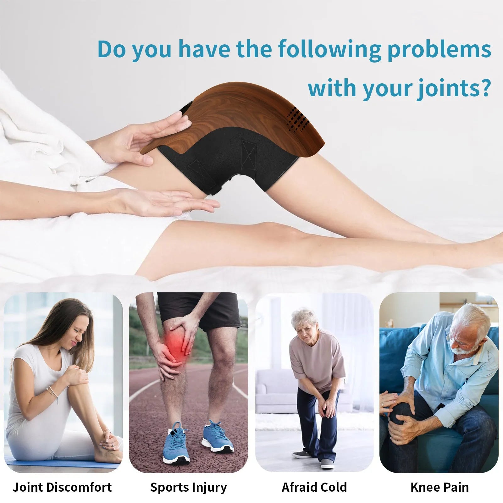 Intelligent electric knee massager with USB charging port in white colour