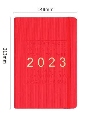 A5 student almanac diary with imitation leather cover showing monthly calendar layout and creative design elements