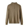 Men's slim-fit casual sweater in thickened wool, shown in a stone sand colour.