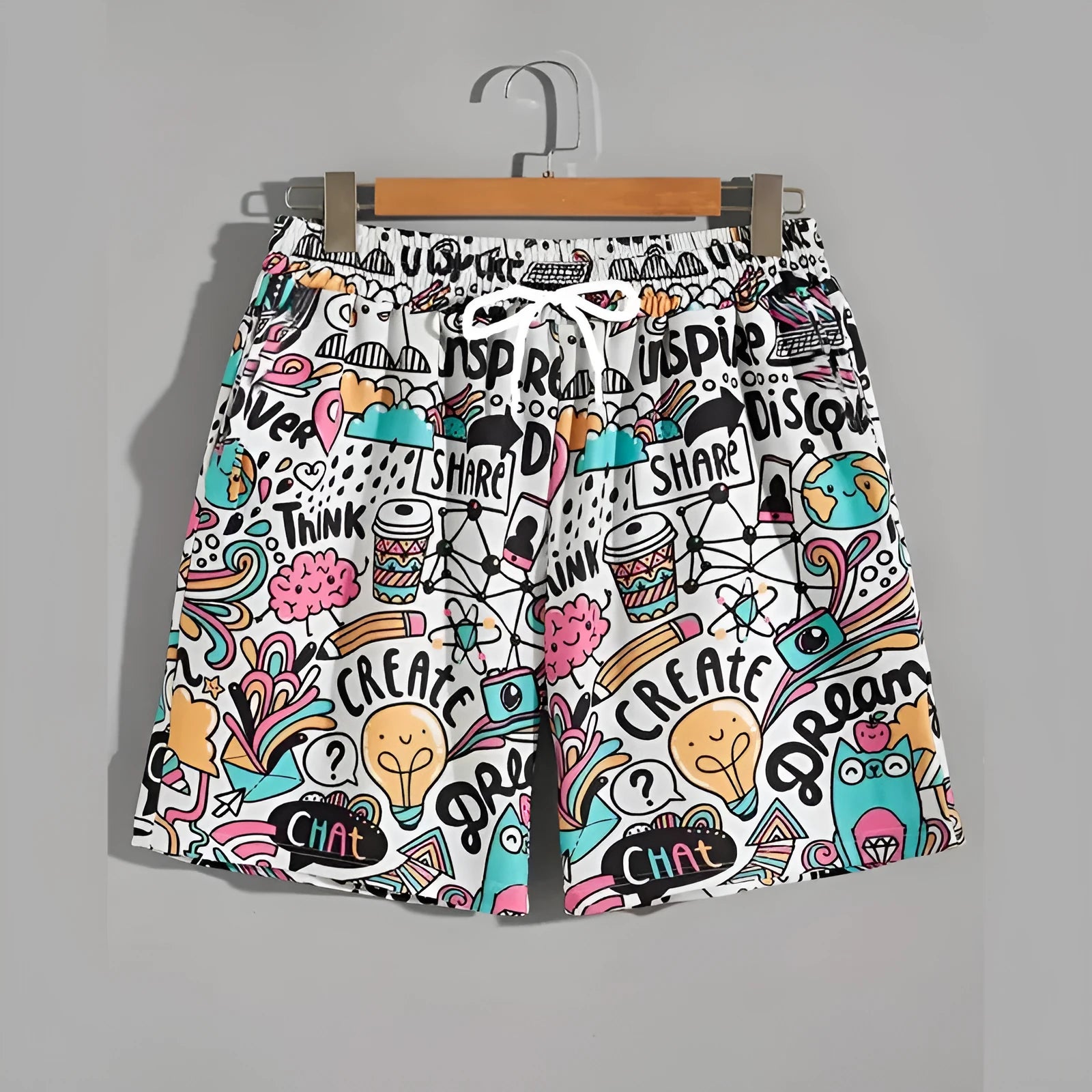 Men's loose fit summer beach pants in polyester fabric with elastic waistband available in multiple colours
