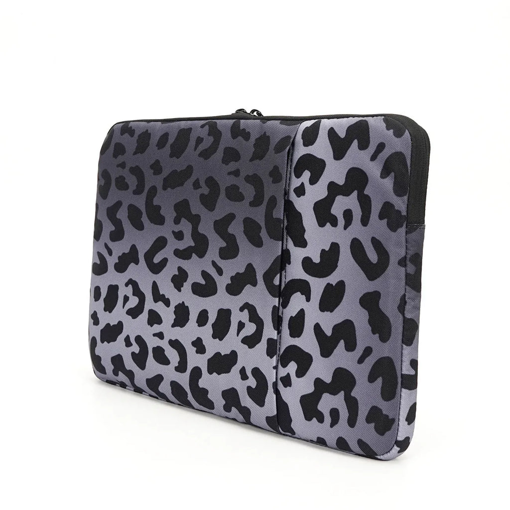 Leopard print waterproof laptop sleeve for 13-inch to 16-inch computers with anti-shock protection