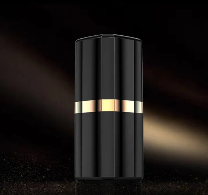 Lipstick-style wireless Bluetooth earbuds in charging case with curved in-ear design available in four colours