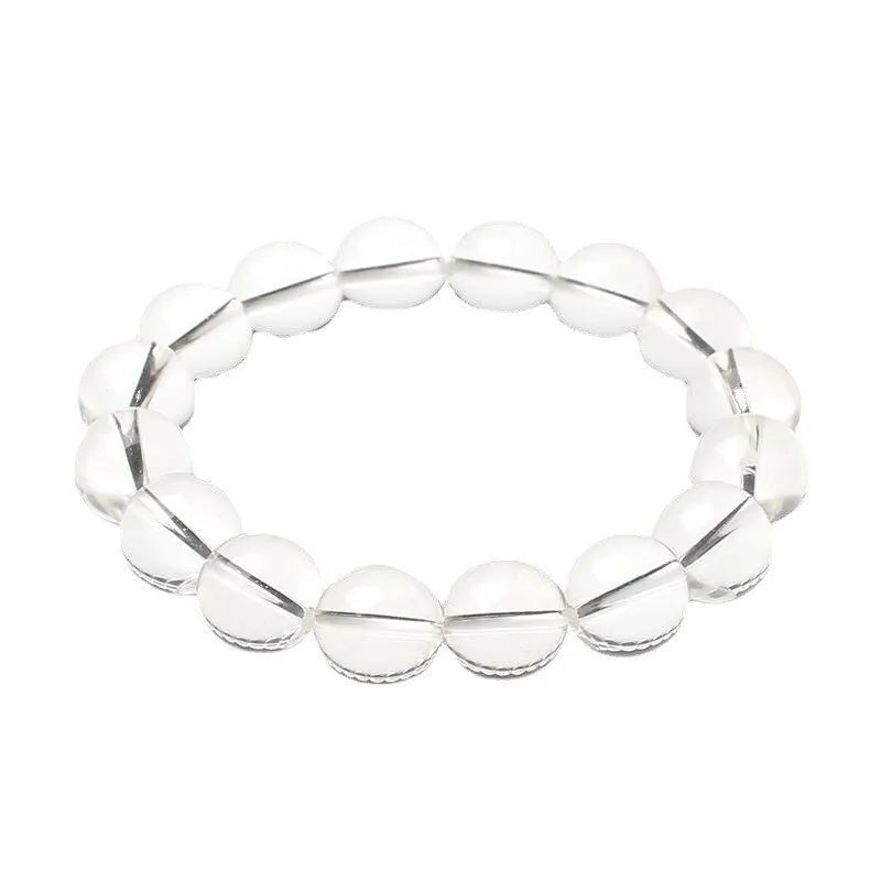 Natural crystal bracelet with Donghai old materials white water round beads in old mine white crystal colour