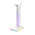 RGB headset display rack with dual USB charging ports and colour-changing acrylic side panels