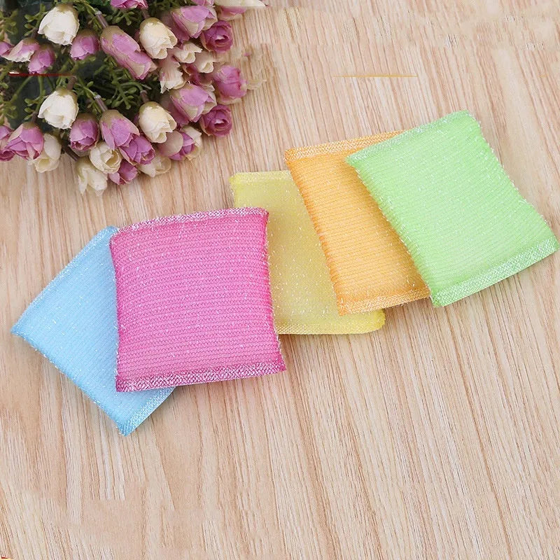 Fine stripe scrubbing mop sponge in macaron mixed colours measuring 12cm for dishwashing