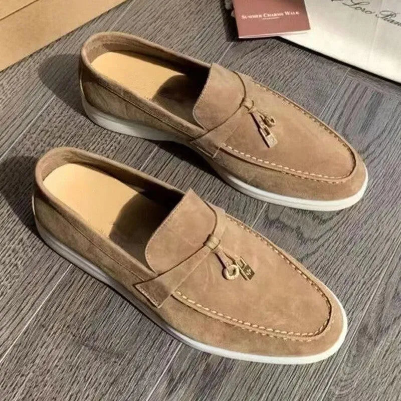 Unisex European slip-on loafers in multiple colours with rubber sole and steel toe cap