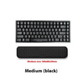 Black cowhide keyboard wrist rest with non-slip base and waterproof coating on desk