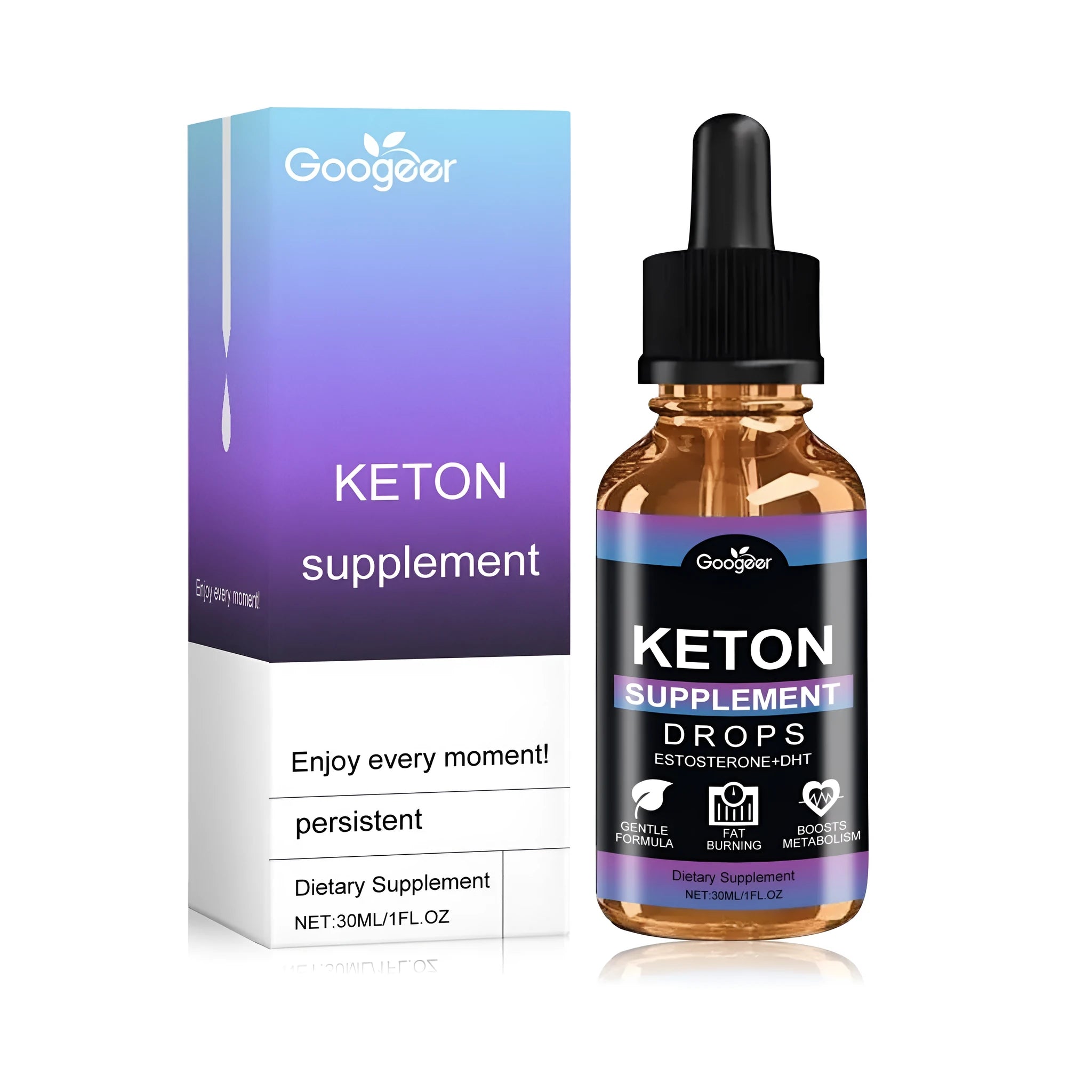 30ml dropper bottle of a caramel-coloured liquid dietary supplement containing acetyl tyrosine and Vitex negundo extract.