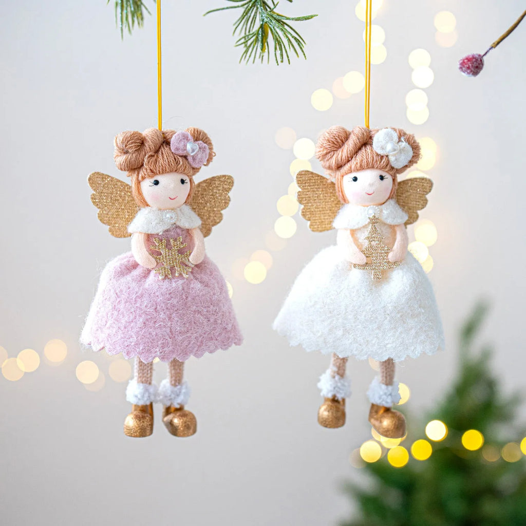 Cloth angel wings plush pendant Christmas decoration in pink or white colour