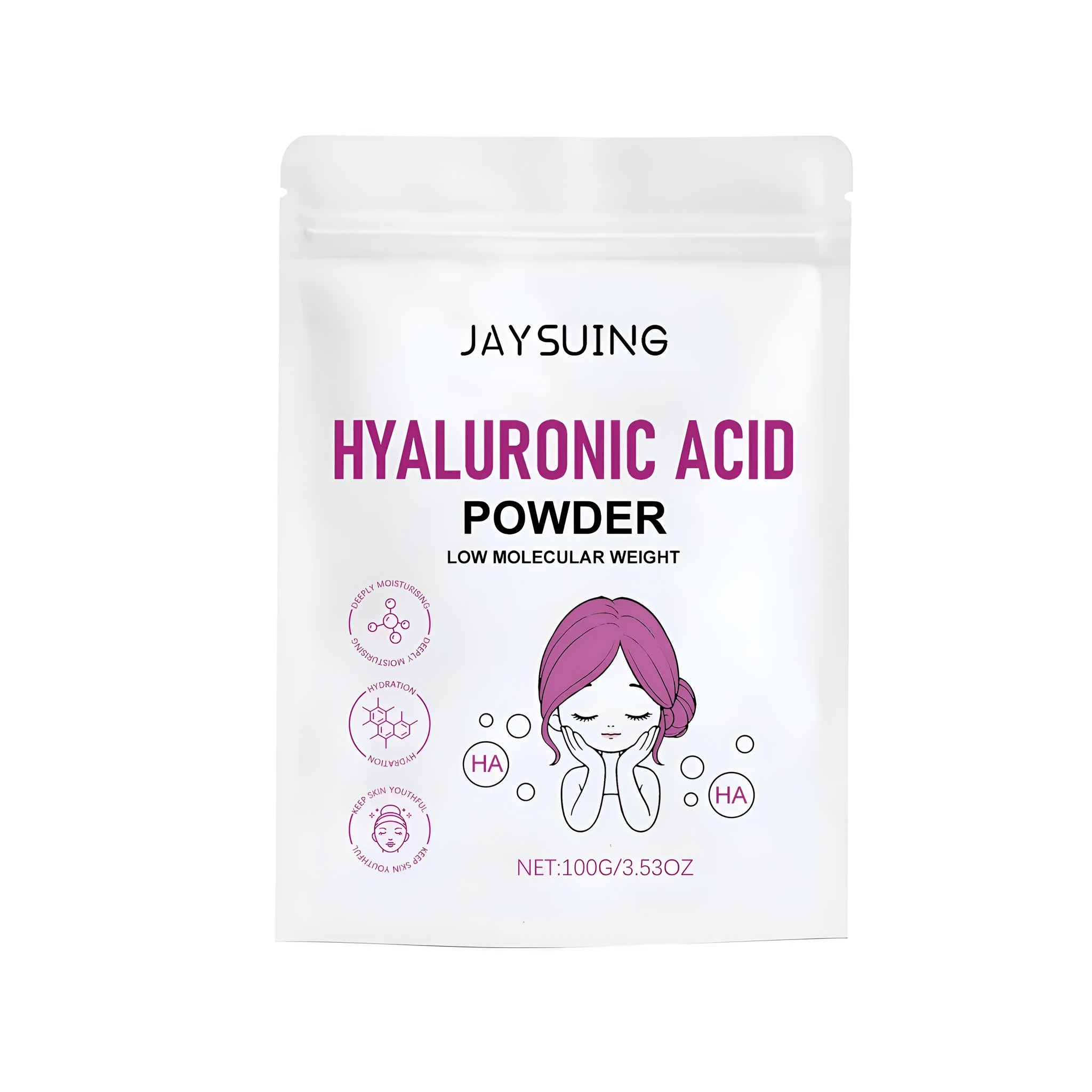 100g hyaluronic acid powder for DIY skincare formulations with calcium sulfate base