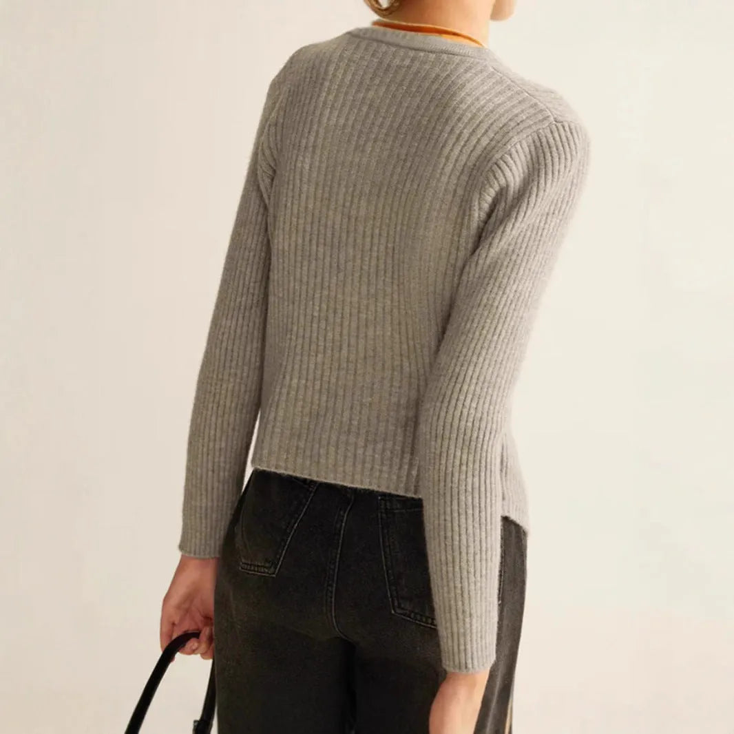 Red yuan collar cardigan sweater in Japanese Korean casual style with loose fit