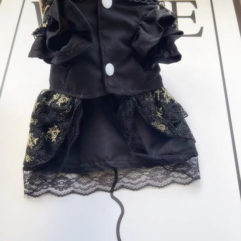 Gothic golden princess style polyester skirt for cats and dogs with size options XS to XL