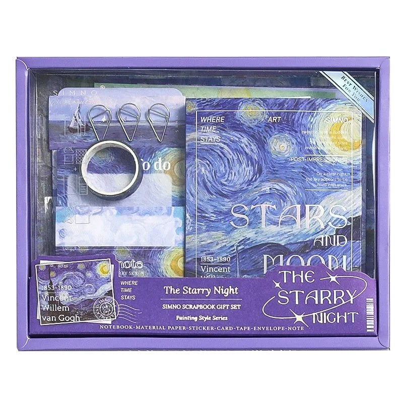 Retro style plaid A6 grid notebook gift box set with envelopes, cards, photo frames, and stationery accessories