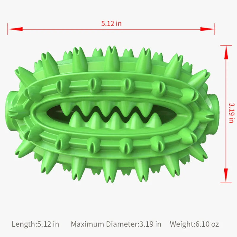 Green durable cactus-shaped dog toothbrush chew toy for aggressive chewing and dental care.