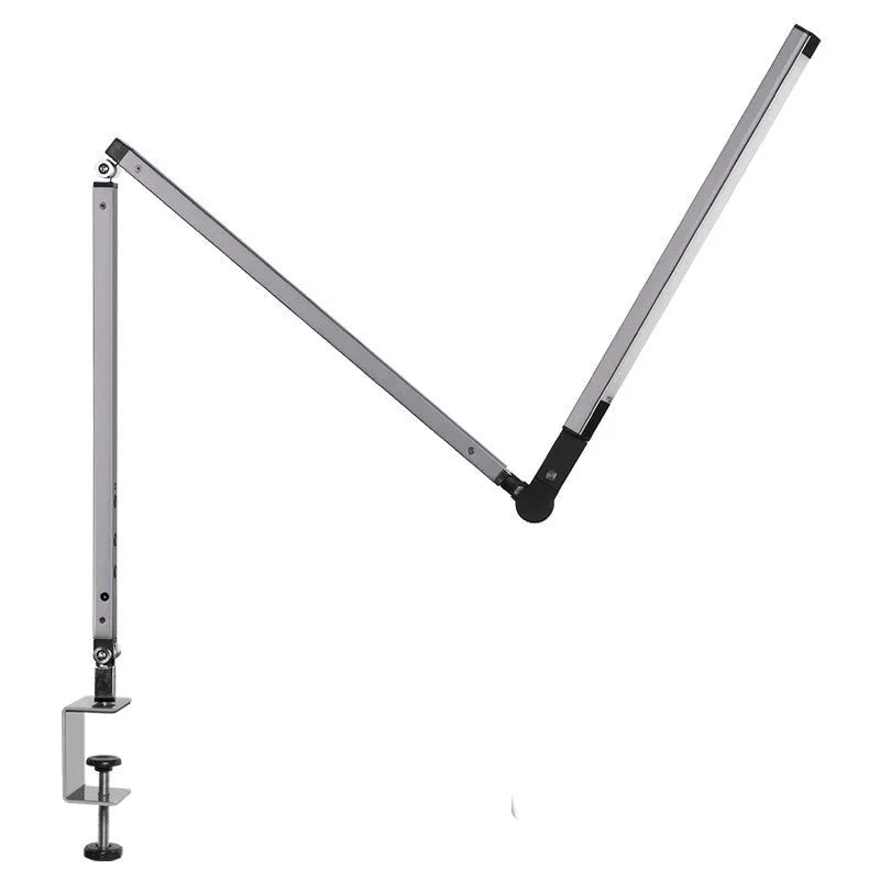 Aluminium clip-on folding desk lamp with remote control, shown in dazzling black finish.