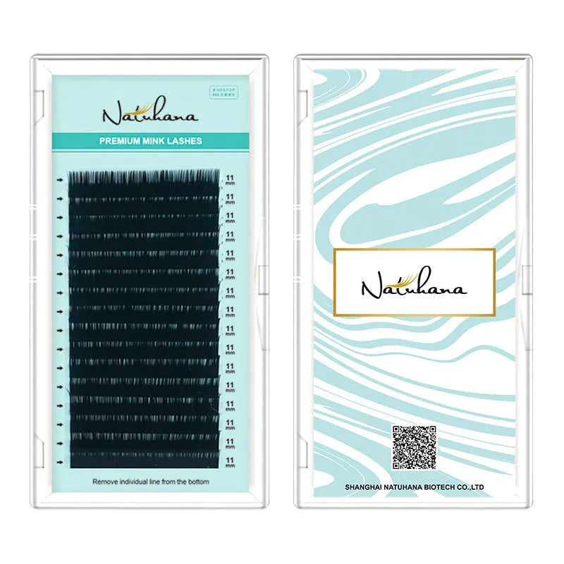 A pair of soft velvet artificial fibre false eyelashes showing options from 7mm to 15mm in length.