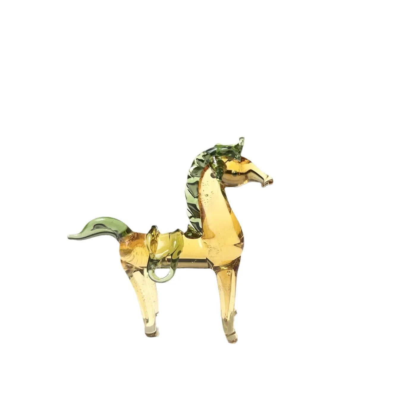 Brown glazed horse sculpture minimalist office decoration on wooden desk