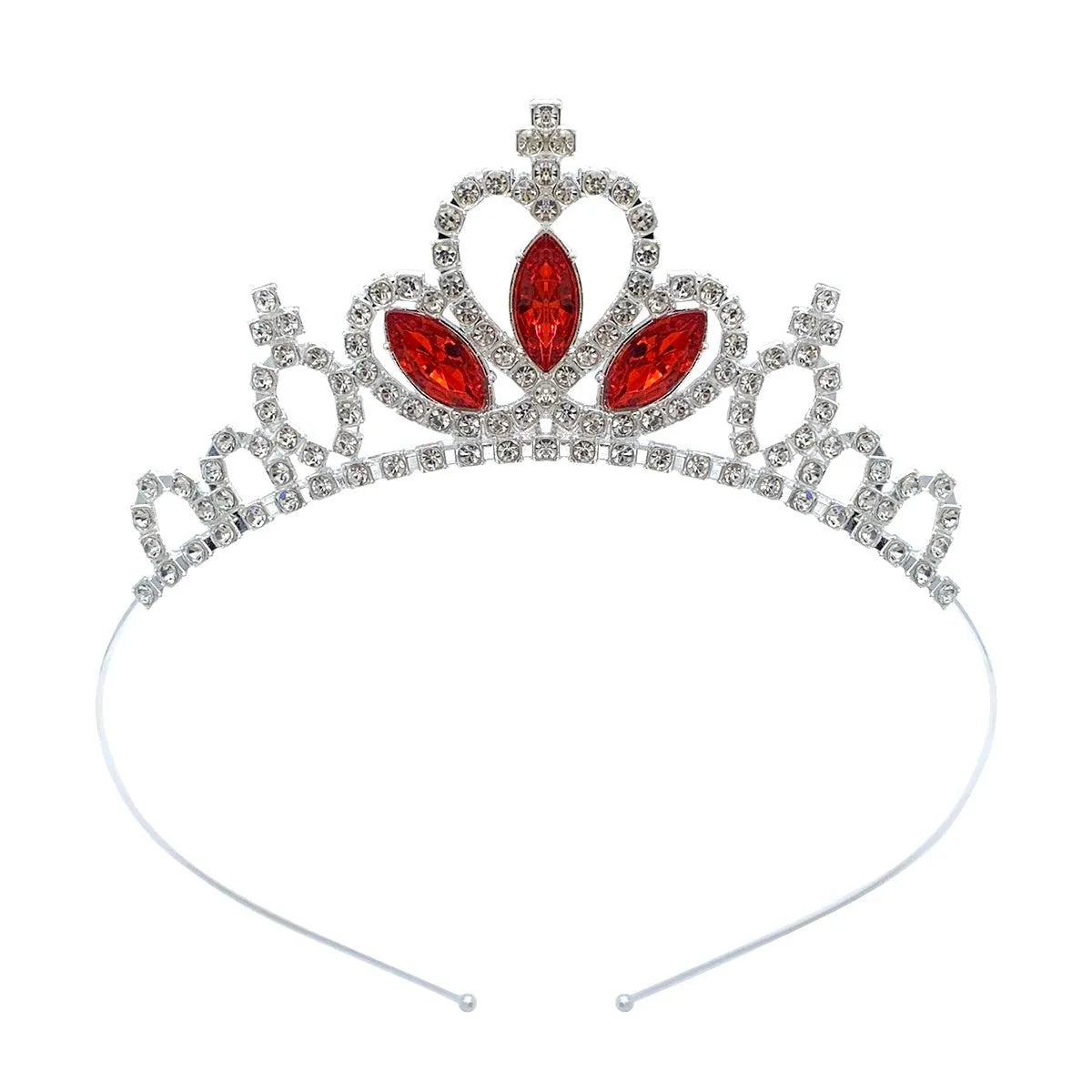 Gold and silver alloy princess crown headdress with coloured gemstones for girls birthday parties