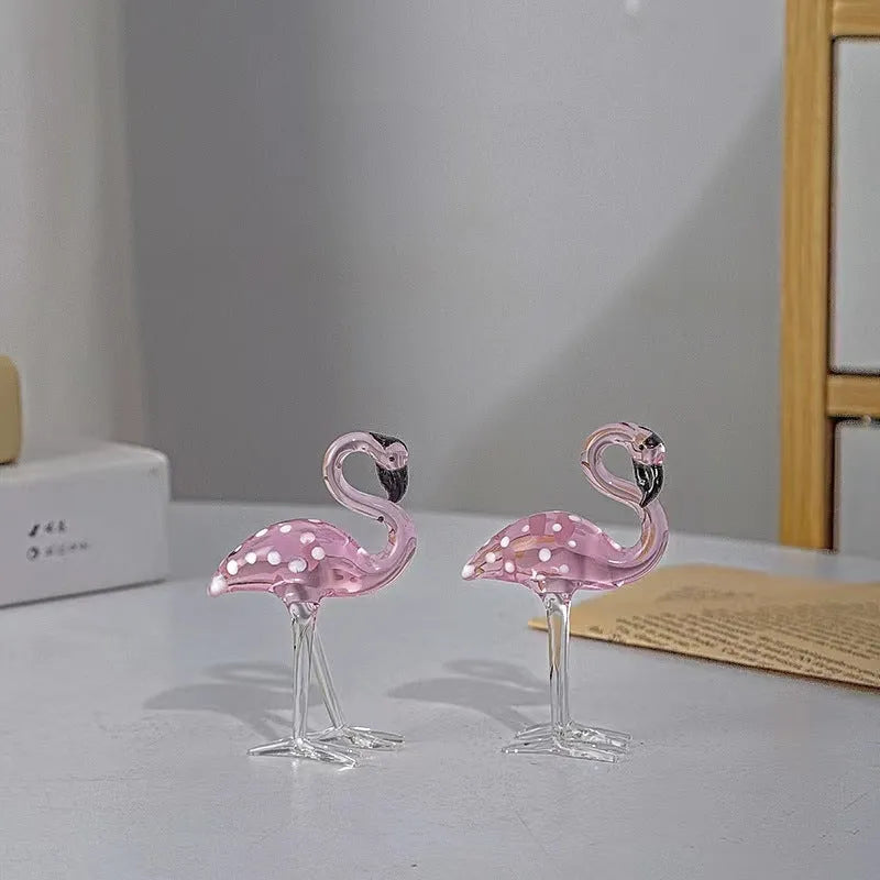 White crystal flamingo decorative ornament with pink dots in modern simplicity style for tabletop display