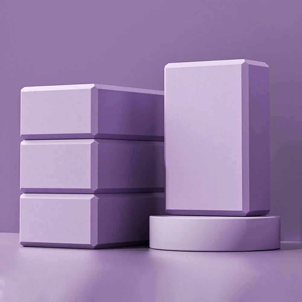 High-density EVA yoga block with textured ridges in solid colour