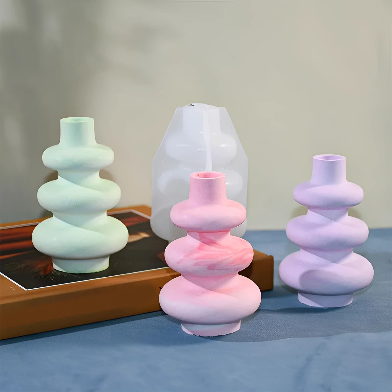 Three layer circular vase silicone mould for resin crafts and baking in large and small sizes