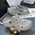 Men's EVA hole shoes slippers in sand colour with non-slip sole and toe holder design
