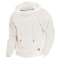 Men's hooded casual pullover coat in gray polyester front view