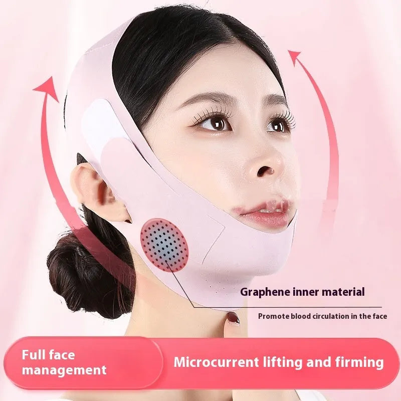 Small V face shaping mask in green and purple colours for facial lifting and anti-sagging support