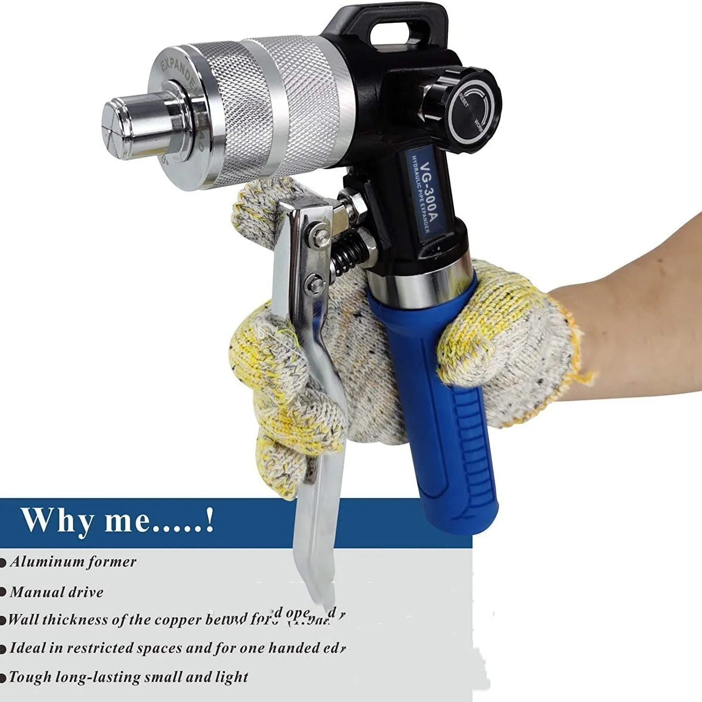 Hydraulic tube expander refrigeration tool with high-strength alloy steel construction, VG-300 style design