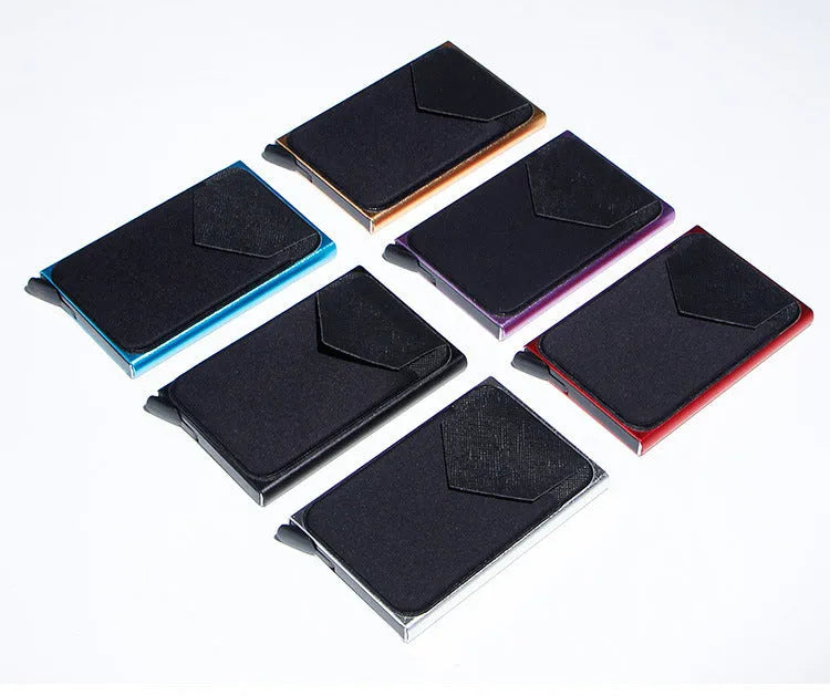 Metal card strap anti-theft aluminium alloy credit card case in solid colour