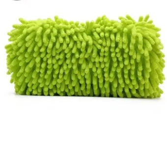 Silver green chenille car wash sponge with spiral wool texture and microfiber construction
