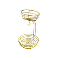 Black and gold double-layer wrought iron fruit basket for kitchen storage