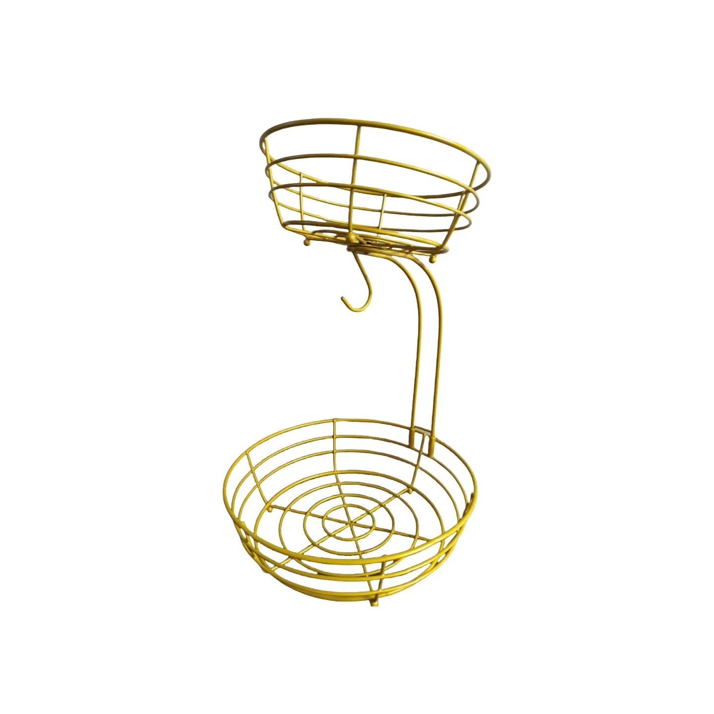 Black and gold double-layer wrought iron fruit basket for kitchen storage