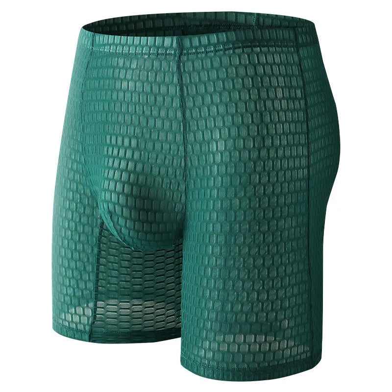 Men's lace fabric shaping boxer shorts with lengthened hip design in multiple colours