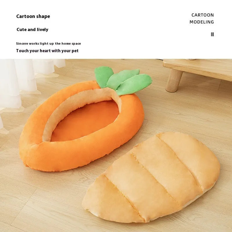Carrot cartoon pattern dog mattress with removable cover in medium and large sizes