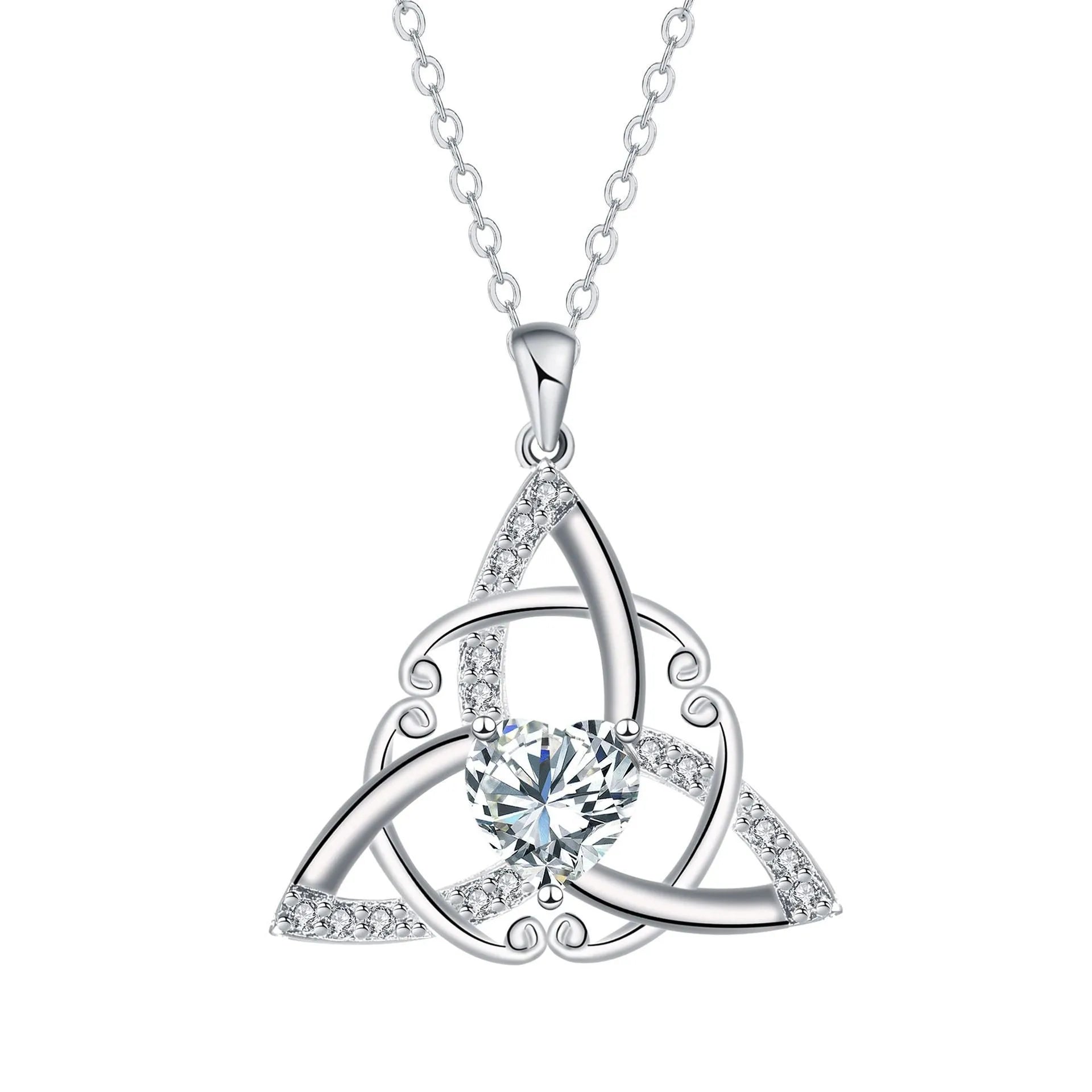 Celtic knot necklace for women with geometric design in four colour options