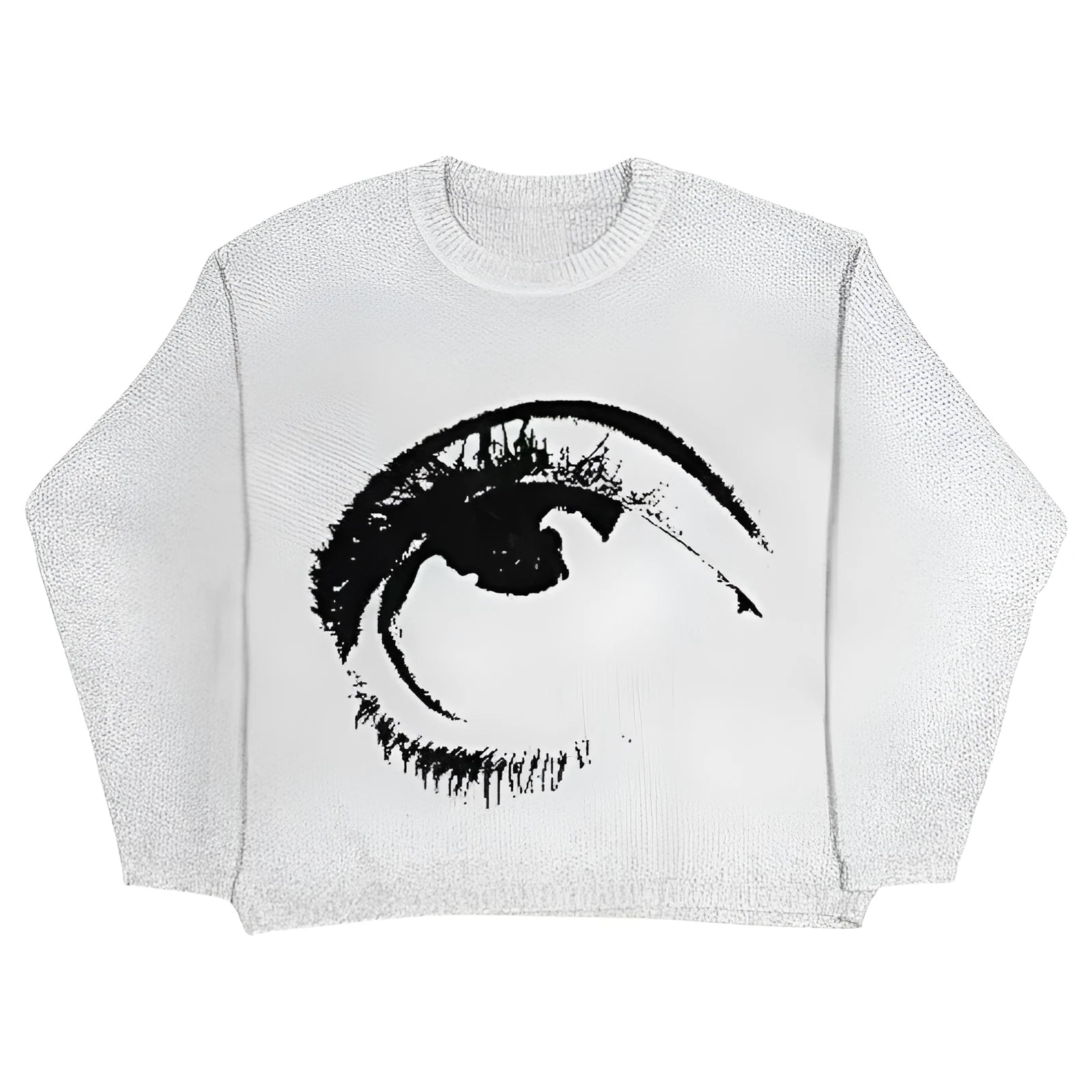 Men's black round neck cotton pullover sweater with street hipster style
