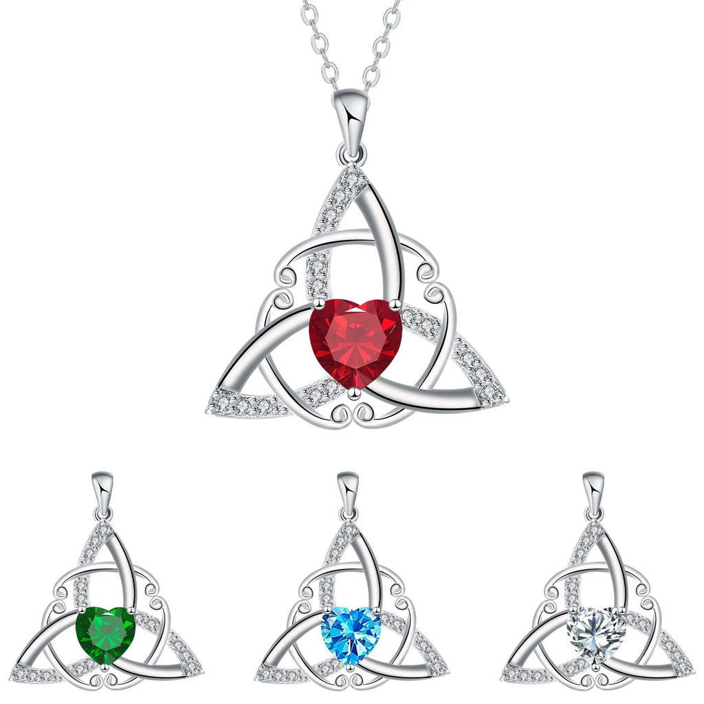 Celtic knot necklace for women with geometric design in four colour options