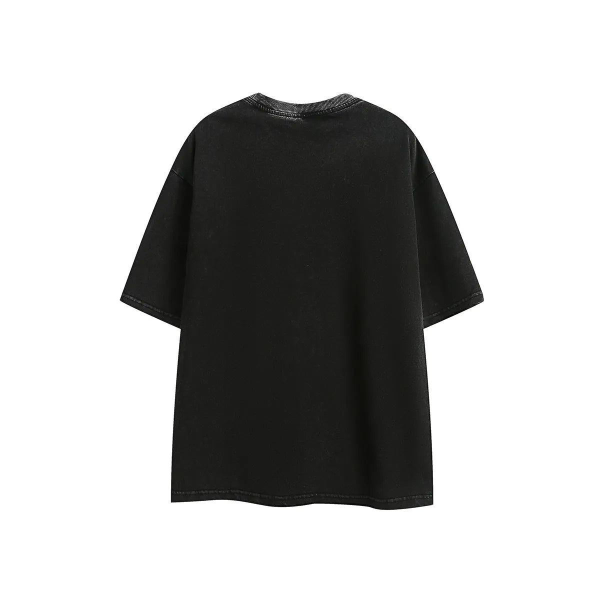 Purple and black loose fit embroidered retro short sleeve cotton t-shirt