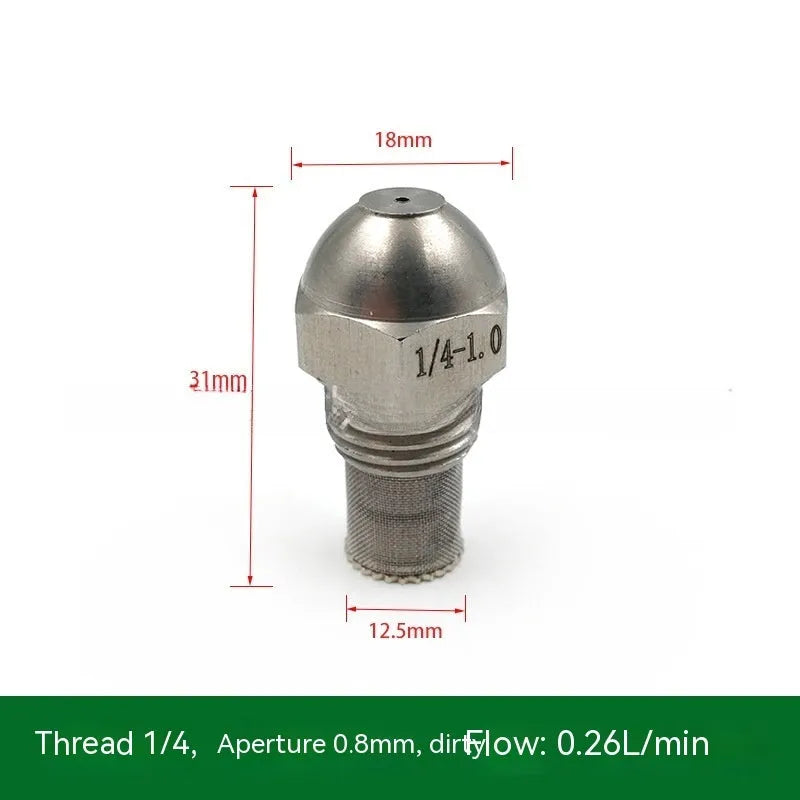 304 stainless steel two-point atomising nozzle with external thread and ten aperture size options