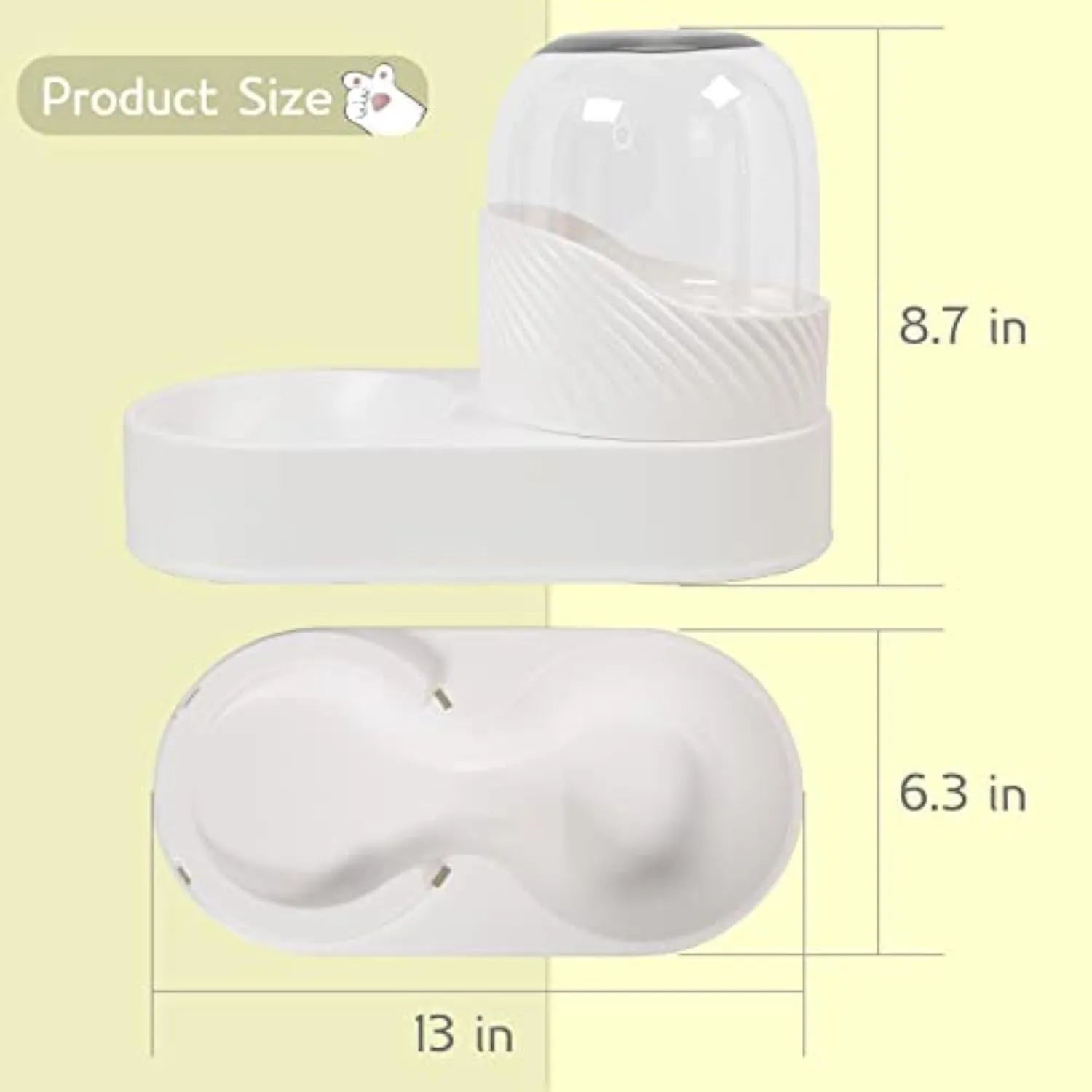 White gravity cat feeder and water dispenser set with wave-shaped design, showing two 2 litre containers