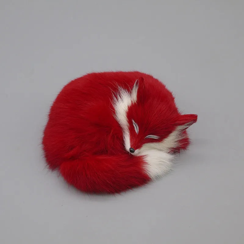 Artificial fox fur car decoration handicraft in red, white, or yellow colours
