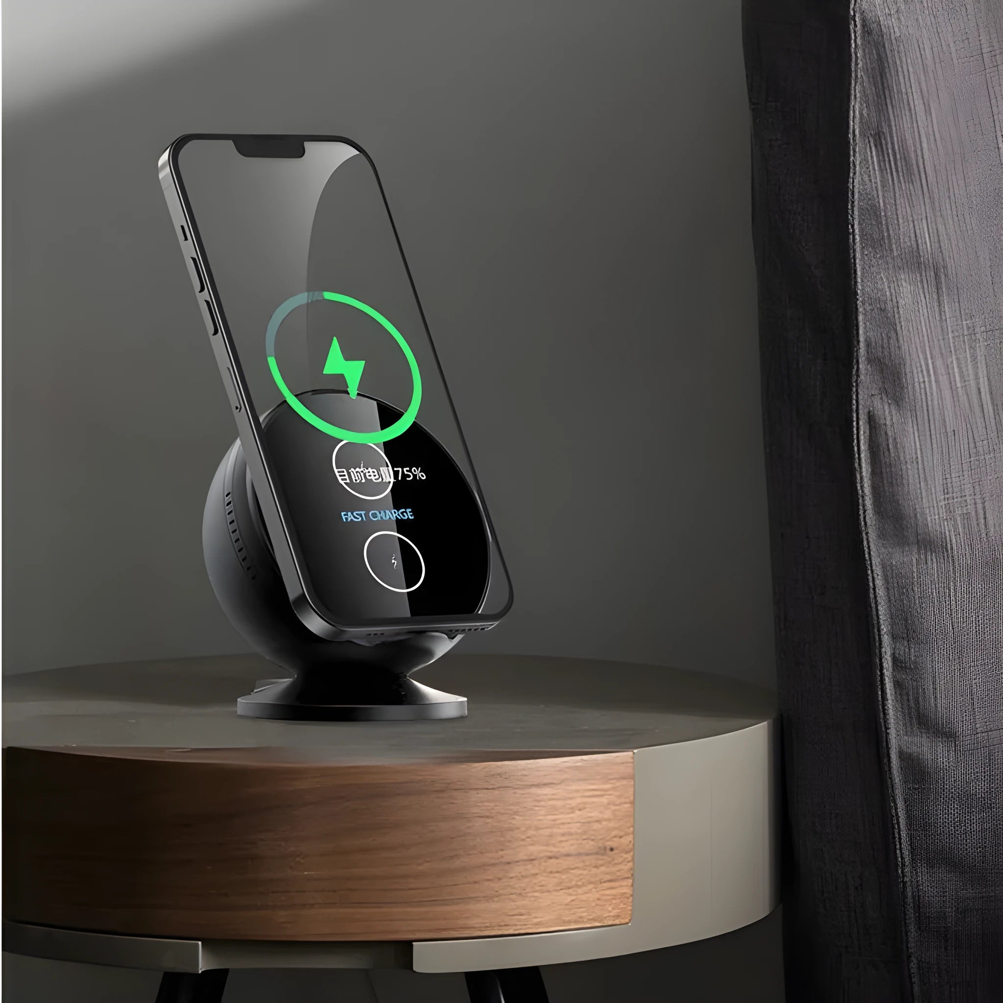 XC-11 multifunctional mobile phone holder with wireless charging and Bluetooth speaker in black, blue, pink, or white.
